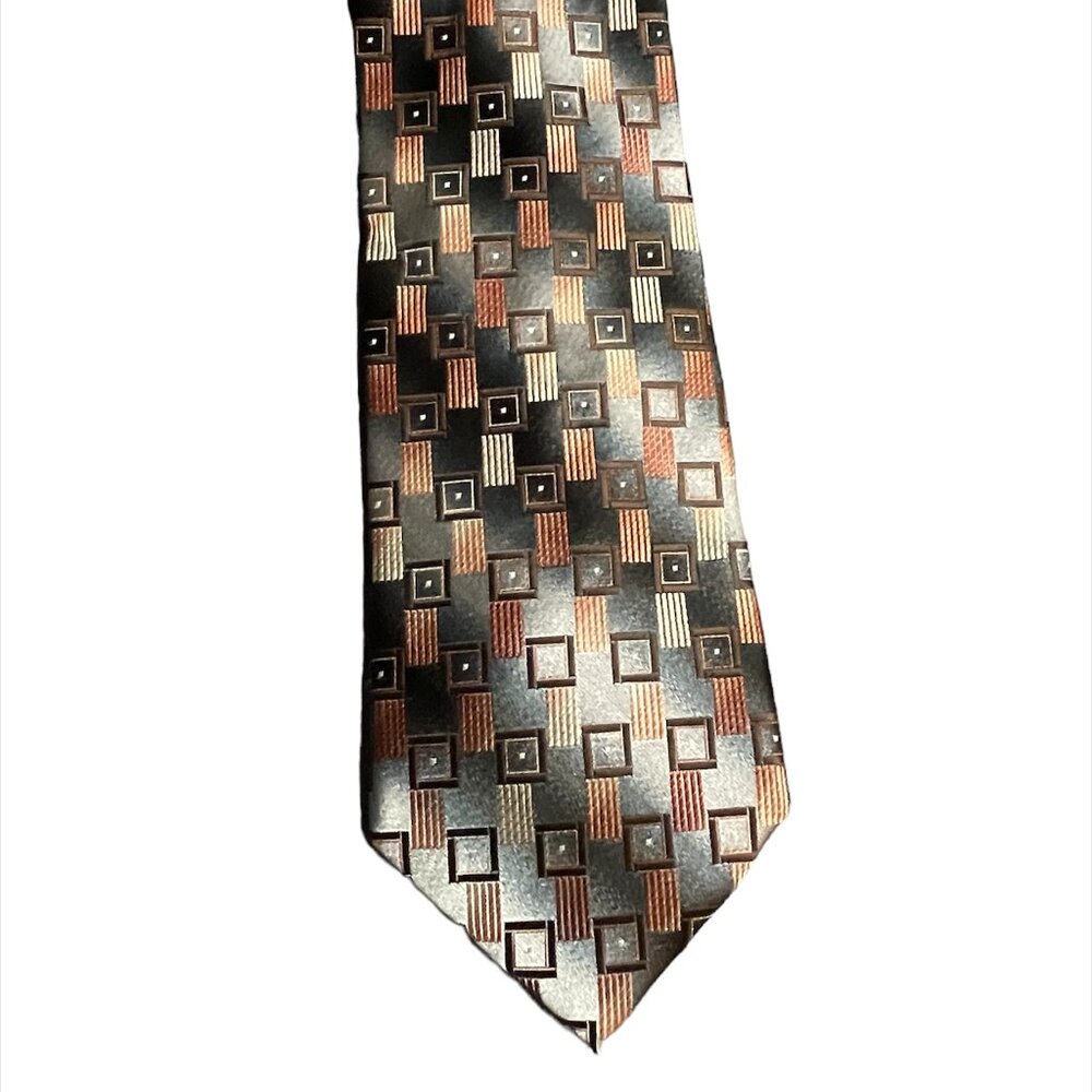 ALEXANDER JULIAN COLOURS Men's Tie Gray & Rust 100% Polyester